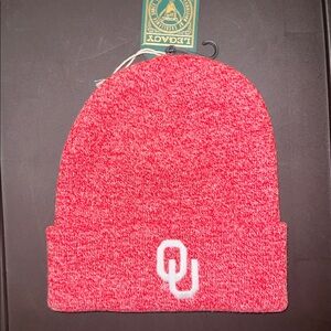 Legacy Oklahoma University Sooners Scarlet Marled Cuff Beanie, White Letters, OS
